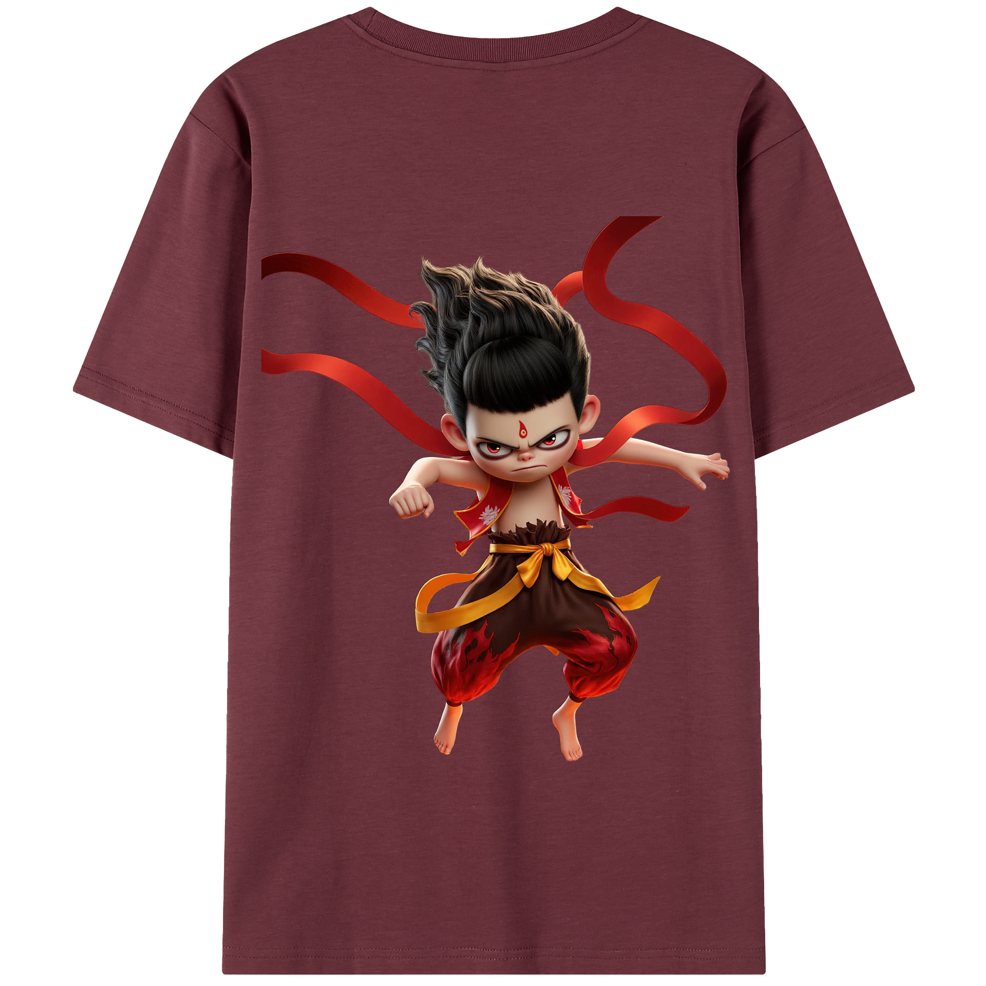 （画像用） Ne Zha 2 ナタ 魔童の大暴れ 綿100％半袖Tシャツ（背面プリント）